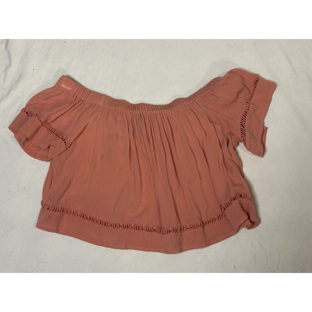 Forever 21 Coral Off-Shoulder Crop Top – Size Small